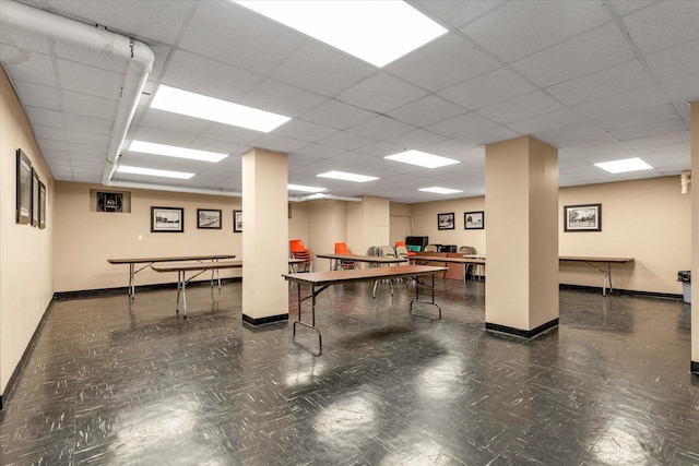 23-45 Bell Blvd Unit 4K, Bayside, NY 11360 - rec room featuring baseboards and a drop ceiling