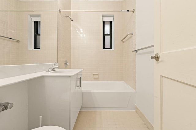 34-21 78th St Unit 1H, Jackson Heights, NY 11372 - full bathroom with vanity, tub / shower combination, toilet, and tile patterned floors