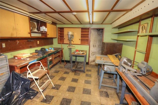 115-31 237th St, Elmont, NY 11003 - kitchen featuring open shelves and tile patterned floors