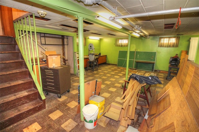 115-31 237th St, Elmont, NY 11003 - basement featuring tile patterned floors and stairway
