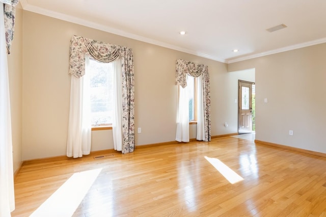61 Sherwood Hts, Wappingers Falls, NY 12590 - empty room with ornamental molding, light wood finished floors, baseboards, and recessed lighting