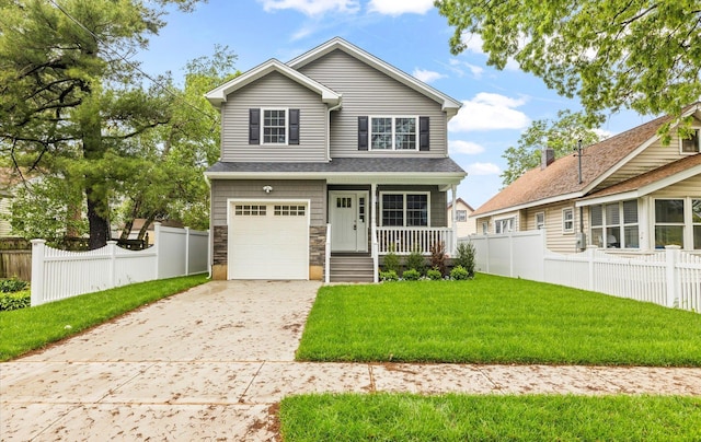 1850 Voshage St, Baldwin, NY 11510 - view of front of house with a porch, a garage, driveway, and stone siding