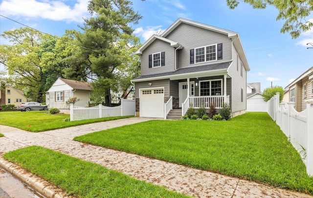 1850 Voshage St, Baldwin, NY 11510 - view of front of home with covered porch, driveway, and a garage