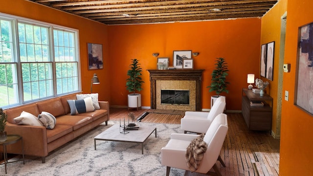 28 Hynard Pl, Baldwin Place, NY 10505 - living area featuring wood-type flooring, baseboards, and a fireplace