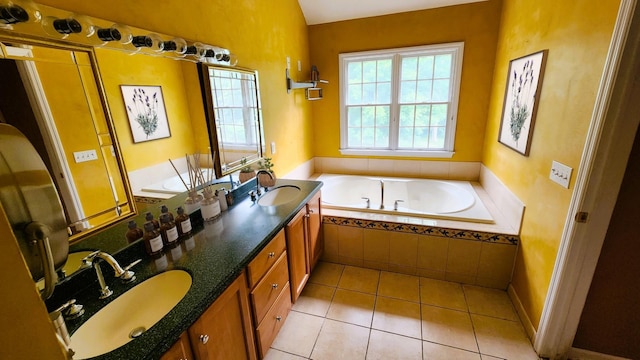28 Hynard Pl, Baldwin Place, NY 10505 - full bath with a garden tub, double vanity, and tile patterned flooring
