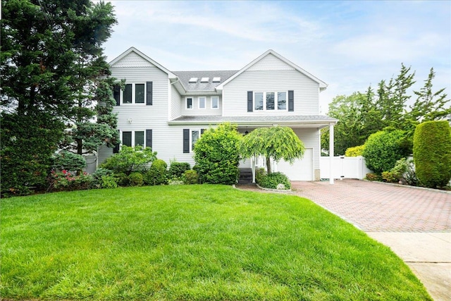 1360 Powell Ave, Merrick, NY 11566 - view of front of home featuring decorative driveway, an attached garage, and roof with shingles