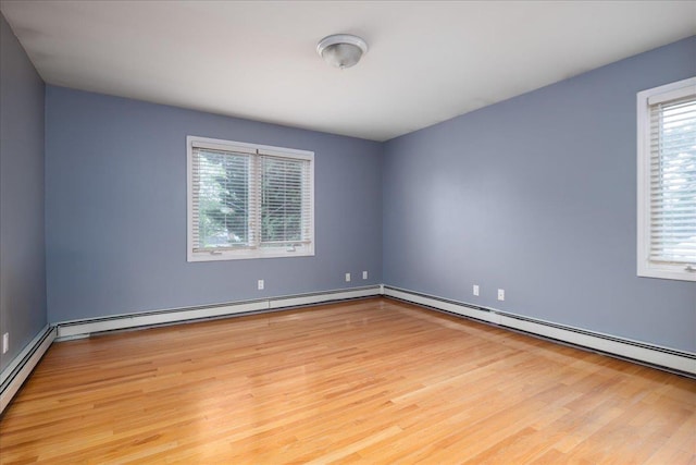 1360 Powell Ave, Merrick, NY 11566 - spare room featuring wood finished floors, a baseboard radiator, and baseboard heating