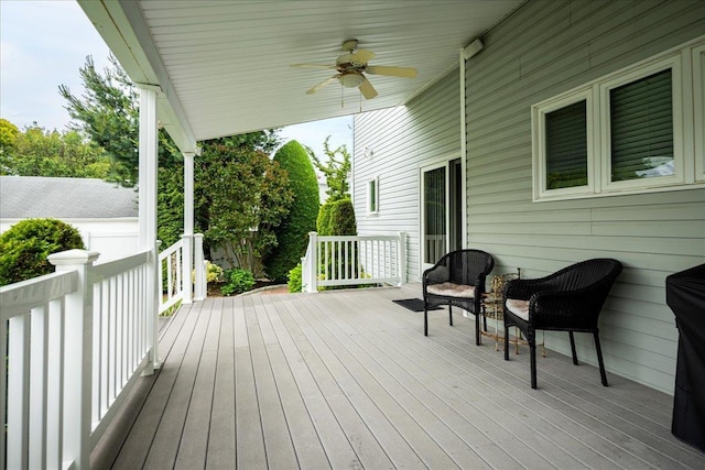 1360 Powell Ave, Merrick, NY 11566 - wooden deck featuring a ceiling fan