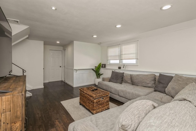 64 W Granada Ave, Lindenhurst, NY 11757 - living room with wood finished floors, recessed lighting, and baseboards