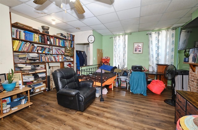 99 Pioneer St, Brooklyn, NY 11231 - office featuring ceiling fan, wood finished floors, and a drop ceiling