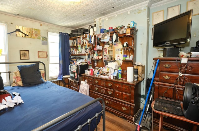 99 Pioneer St, Brooklyn, NY 11231 - bedroom featuring ornamental molding, wood finished floors, and an ornate ceiling