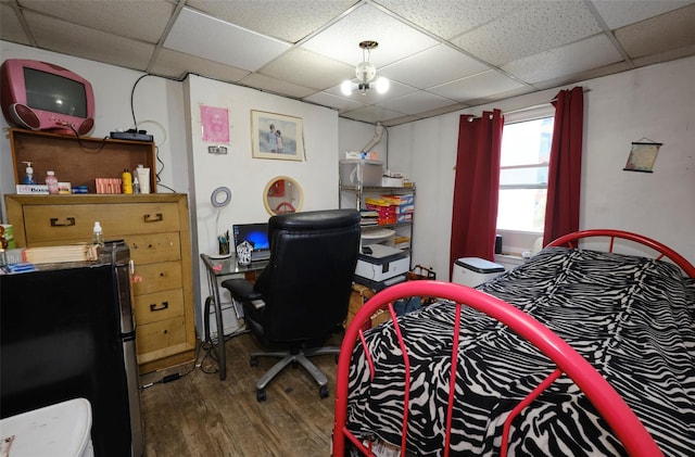 99 Pioneer St, Brooklyn, NY 11231 - bedroom with wood finished floors, a paneled ceiling, and an office area