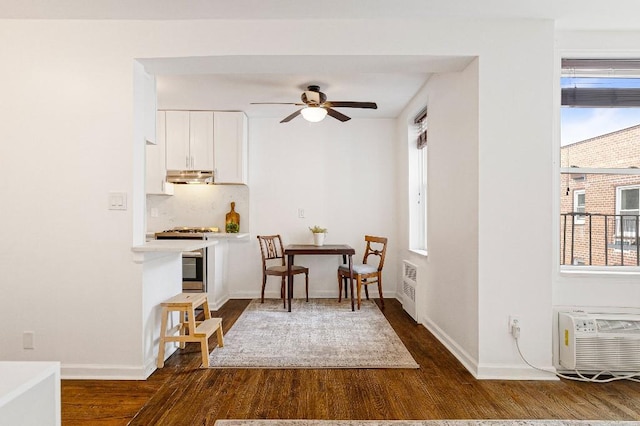 36 Hamilton Ave Unit 6S, Staten Island, NY 10301 - dining space with dark wood-style floors, a ceiling fan, healthy amount of natural light, and baseboards