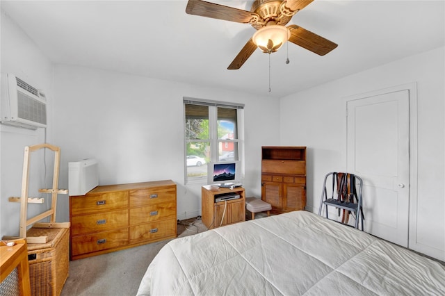 23 Lenox Pl, Freeport, NY 11520 - carpeted bedroom with a wall mounted air conditioner and a ceiling fan