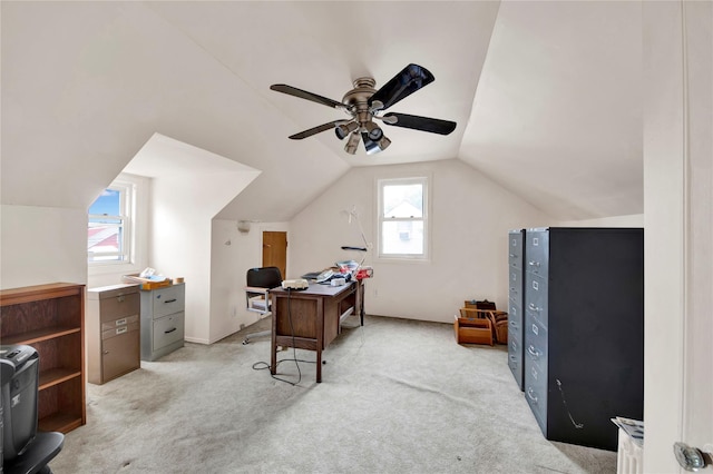 23 Lenox Pl, Freeport, NY 11520 - home office featuring healthy amount of natural light, light colored carpet, vaulted ceiling, and ceiling fan