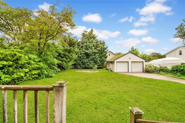 23 Lenox Pl, Freeport, NY 11520 - view of green lawn featuring an outdoor structure and a garage
