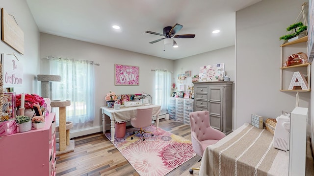 7 Didio Ln, Montgomery, NY 12549 - bedroom with light wood-type flooring, baseboard heating, recessed lighting, and a baseboard heating unit