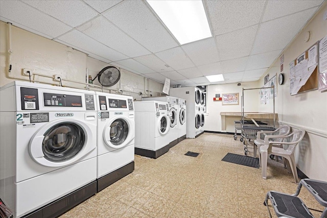 2015 St Paul Ave Unit 3G, Bronx, NY 10461 - community laundry with tile patterned floors and independent washer and dryer