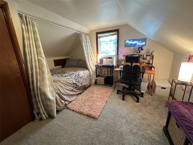 8 Spratt Ave, Poughkeepsie, NY 12603 - bedroom featuring lofted ceiling, carpet floors, cooling unit, and a desk