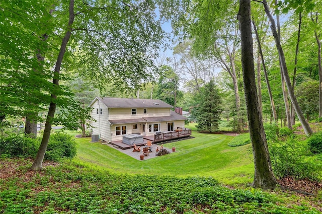 11 Robin Hood Rd, Montebello, NY 10901 - rear view of property with a wooden deck and a yard