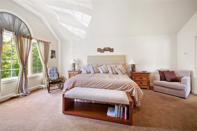 27 Sommerset Dr, Poughkeepsie, NY 12603 - bedroom with light carpet, vaulted ceiling, and a skylight