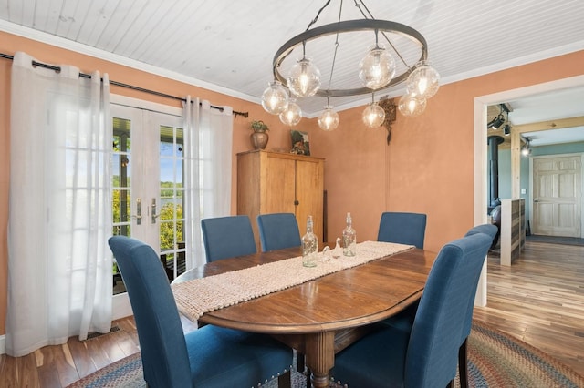 129 W Lakeshore Dr, Carmel, NY 10512 - dining area with french doors, wood-type flooring, and ornamental molding