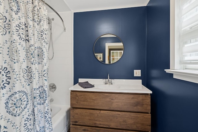 129 W Lakeshore Dr, Carmel, NY 10512 - bathroom featuring shower / bath combo with shower curtain and vanity