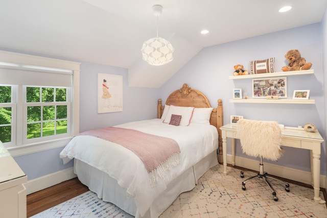 33 High Way, Chappaqua, NY 10514 - bedroom with lofted ceiling, wood finished floors, baseboards, and recessed lighting