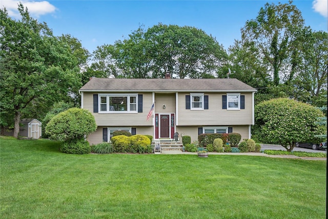 15 Richard Rd, Mahopac, NY 10541 - split foyer home with a shed, a chimney, and a front yard