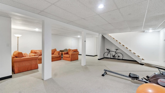 4 Bay View Dr W, Hampton Bays, NY 11946 - workout area with carpet floors and a drop ceiling