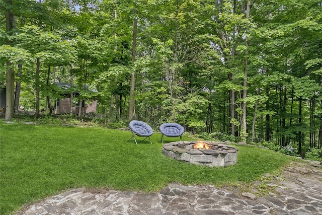 316 Myers Corners Rd, Wappingers Falls, NY 12590 - view of green lawn featuring a fire pit