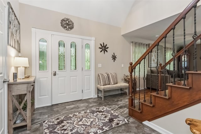 316 Myers Corners Rd, Wappingers Falls, NY 12590 - entryway with lofted ceiling and stairs