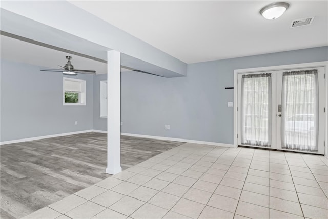 316 Myers Corners Rd, Wappingers Falls, NY 12590 - empty room with baseboards, wood finished floors, french doors, and a ceiling fan