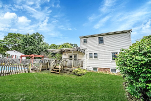 7 Daniel Ct, Lake Ronkonkoma, NY 11779 - back of property with a deck and a pergola