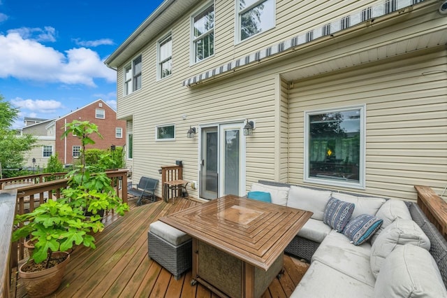 74 Miles Ave, Albertson, NY 11507 - wooden deck with an outdoor hangout area