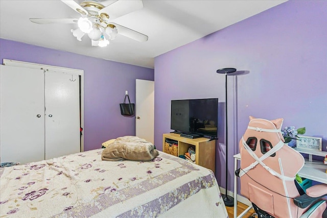 209-80 18th Ave Unit 4D, Bayside, NY 11360 - bedroom with ceiling fan and a closet