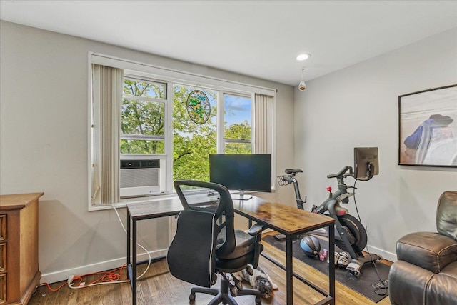 209-80 18th Ave Unit 4D, Bayside, NY 11360 - home office featuring wood finished floors and cooling unit