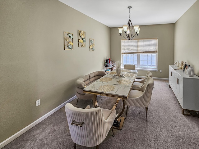 2717 Colonial Dr, New Windsor, NY 12553 - carpeted dining area with a chandelier and baseboards
