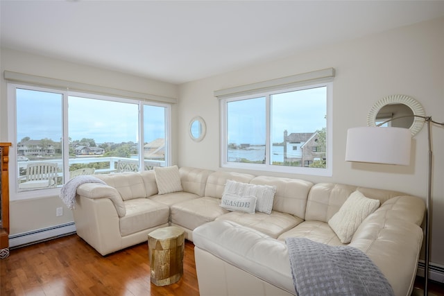 19 Cold Spring Ct, Southampton, NY 11968 - living room with a baseboard radiator and wood finished floors