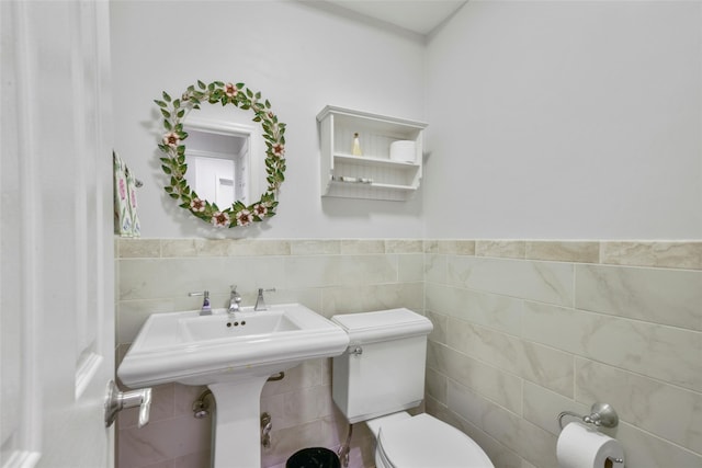 2032 Palmer Ave, Larchmont, NY 10538 - bathroom with tile walls and toilet