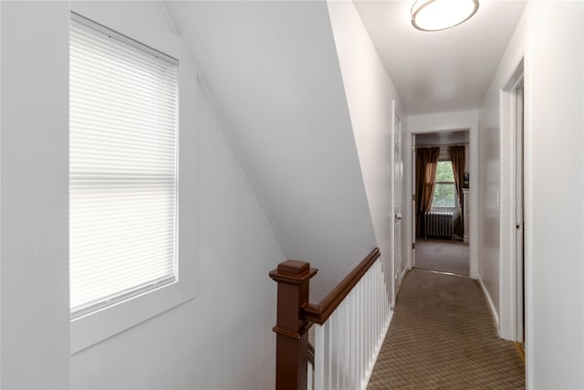 114-18 175th St, Addisleigh Park, NY 11434 - corridor featuring radiator, carpet floors, and an upstairs landing
