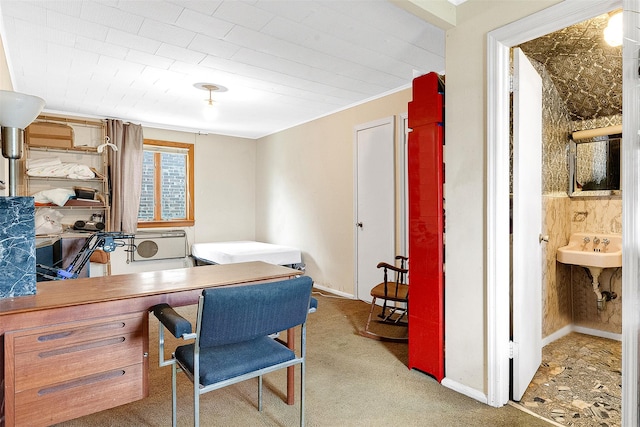 85-82 66th Rd, Rego Park, NY 11374 - carpeted office space with baseboards and a sink