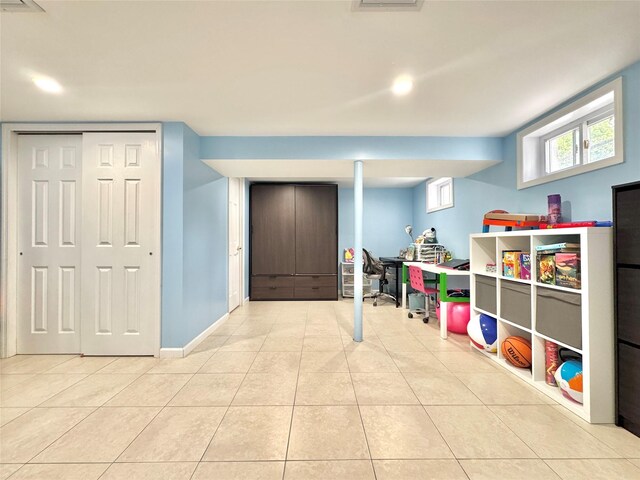 20426 45th Dr, Bayside, NY 11361 - recreation room featuring tile patterned floors and baseboards