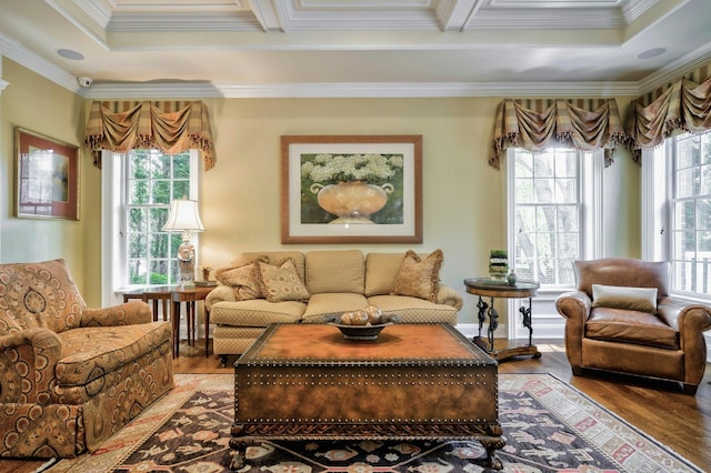 21 Hathaway Ln, Manhasset, NY 11030 - living room featuring crown molding and wood finished floors