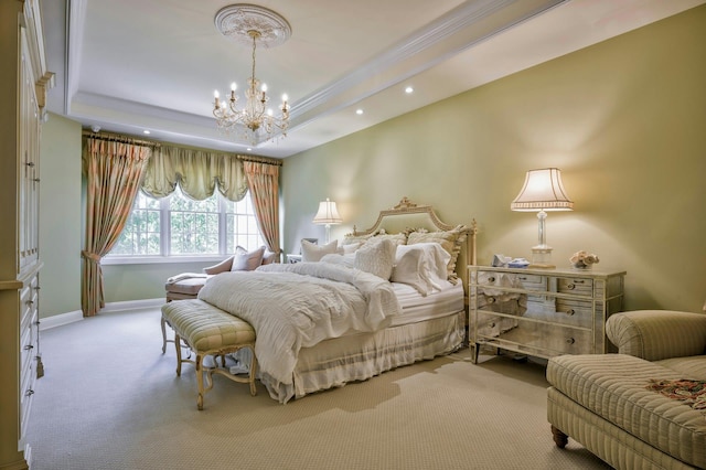 21 Hathaway Ln, Manhasset, NY 11030 - bedroom with a chandelier, carpet floors, baseboards, and recessed lighting