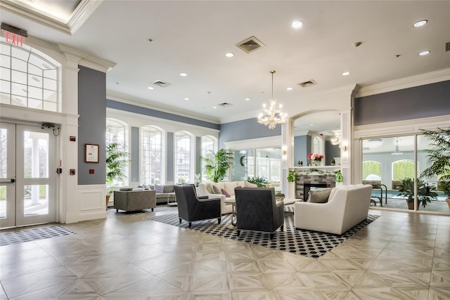 21 Hathaway Ln, Manhasset, NY 11030 - building lobby with a decorative wall, a wainscoted wall, and ornamental molding