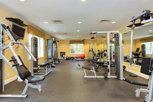 21 Hathaway Ln, Manhasset, NY 11030 - gym with plenty of natural light, recessed lighting, and baseboards