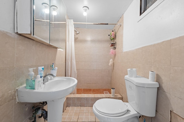 11401 115th St, South Ozone Park, NY 11420 - bathroom with tile walls, a shower stall, toilet, and backsplash