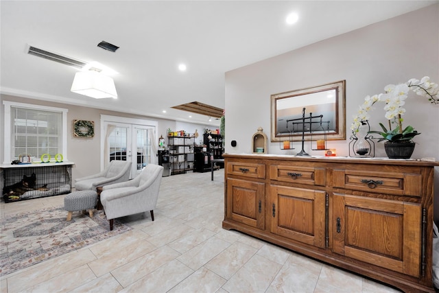 1582 Little Neck Ave, North Bellmore, NY 11710 - interior space with french doors and recessed lighting
