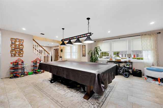 1582 Little Neck Ave, North Bellmore, NY 11710 - recreation room with pool table and recessed lighting